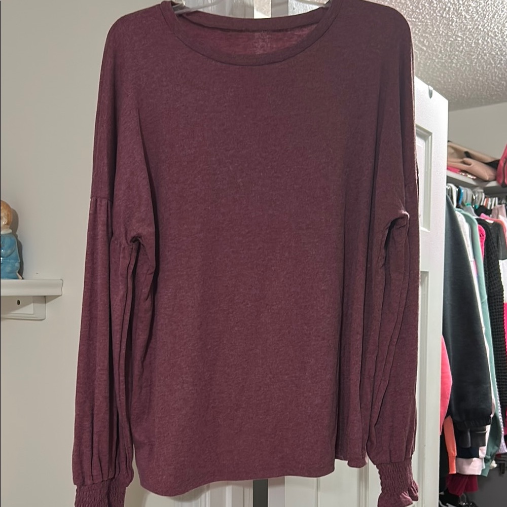 Women's Burgundy Long Sleeve Top - NWOT!